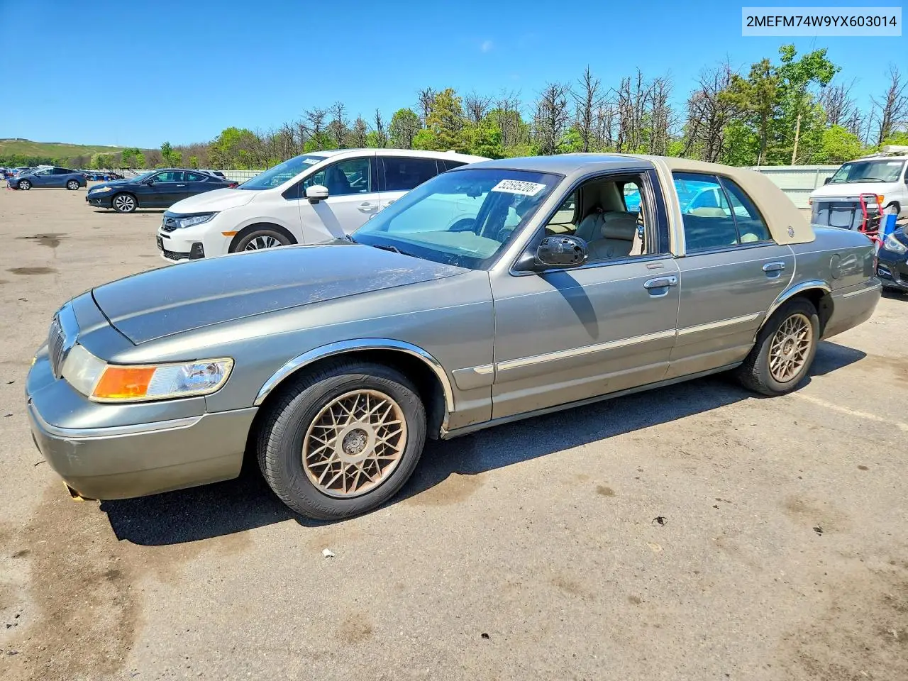 2000 Mercury Grand Marquis VIN: 2MEFM74W9YX603014 Lot: 52595206