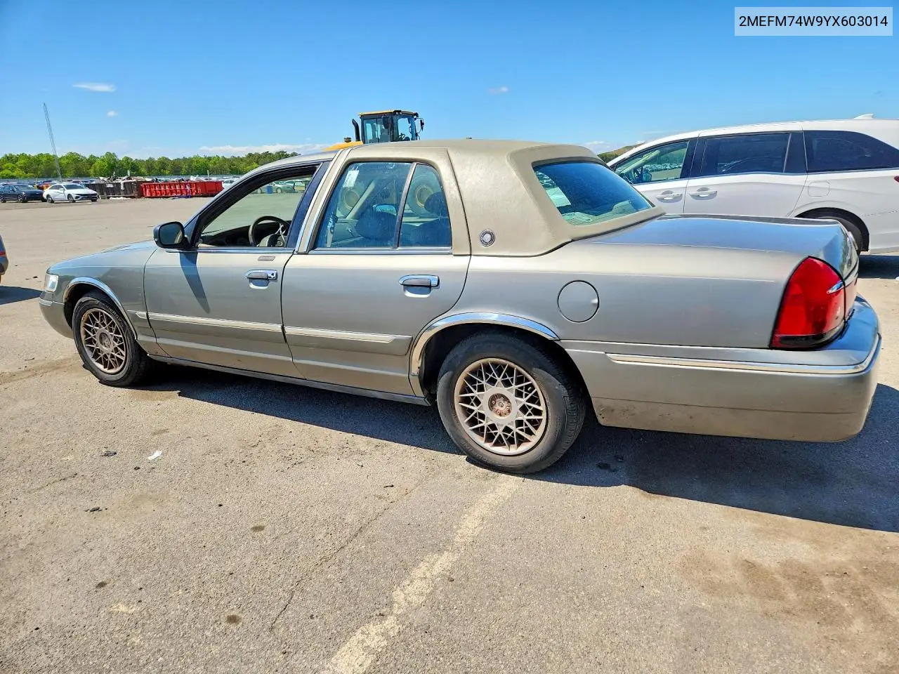2000 Mercury Grand Marquis VIN: 2MEFM74W9YX603014 Lot: 52595206