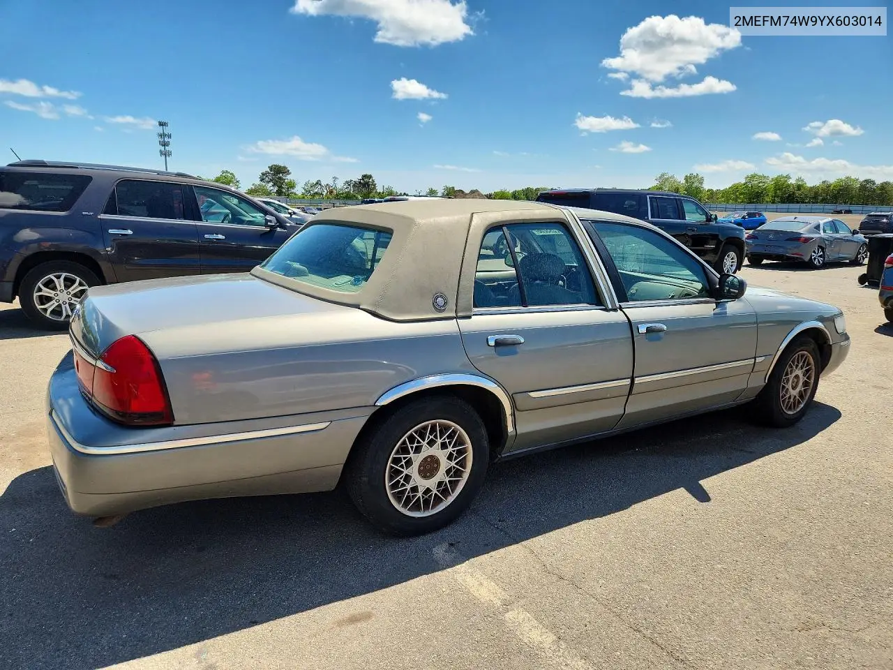 2000 Mercury Grand Marquis VIN: 2MEFM74W9YX603014 Lot: 52595206