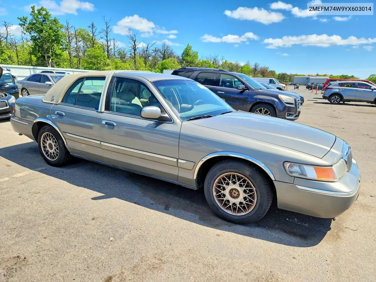 2000 Mercury Grand Marquis VIN: 2MEFM74W9YX603014 Lot: 52595206