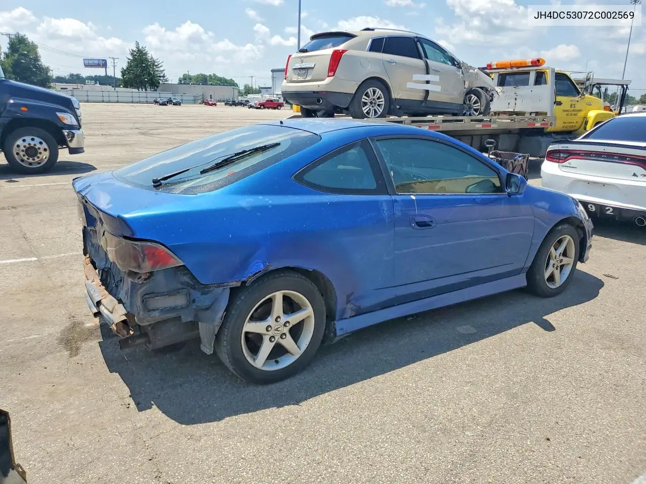 2002 Acur Rsx VIN: JH4DC53072C002569 Lot: 59777396
