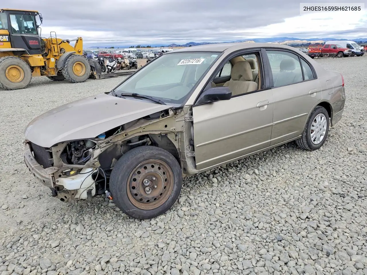 2005 Hond Civic VIN: 2HGES16595H621685 Lot: 62267216