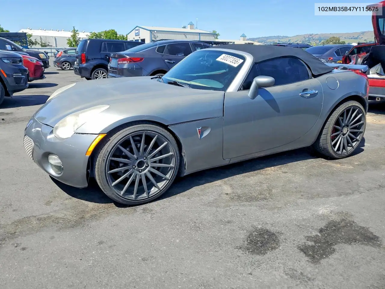 2007 Pont Solstice VIN: 1G2MB35B47Y115675 Lot: 50027356