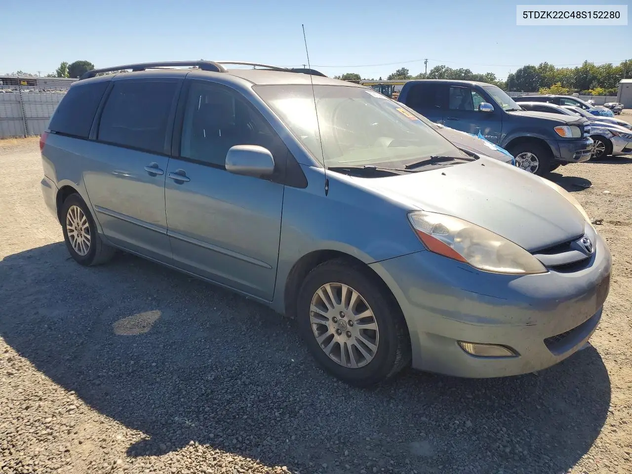2008 Toyt Sienna VIN: 5TDZK22C48S152280 Lot: 59913266