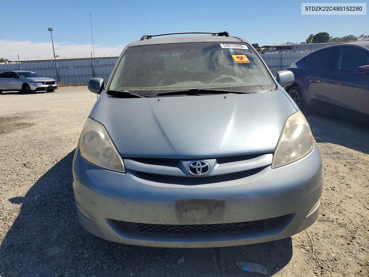 2008 Toyt Sienna VIN: 5TDZK22C48S152280 Lot: 59913266