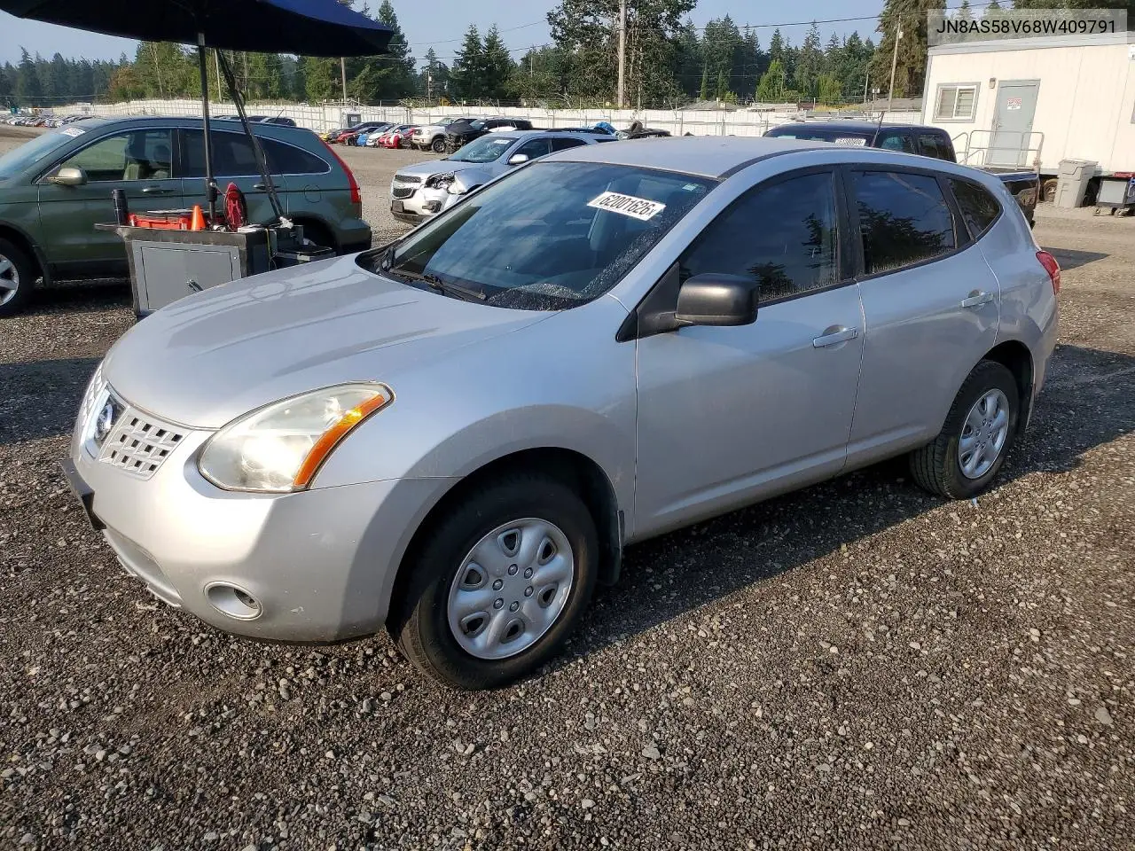 2008 Niss Rogue S VIN: JN8AS58V68W409791 Lot: 62001626
