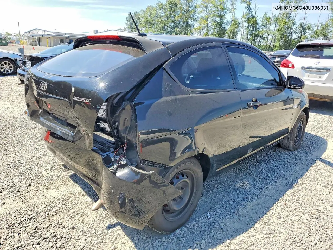 2008 Hyun Accent Gs Automatic VIN: KMHCM36C48U086031 Lot: 62098146