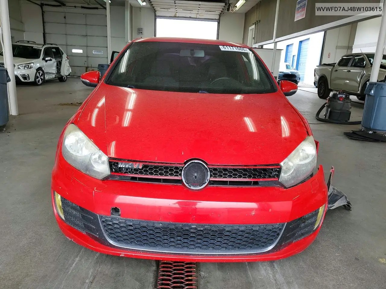 2011 Volkswagen Gti VIN: WVWFD7AJ4BW103615 Lot: 61171086