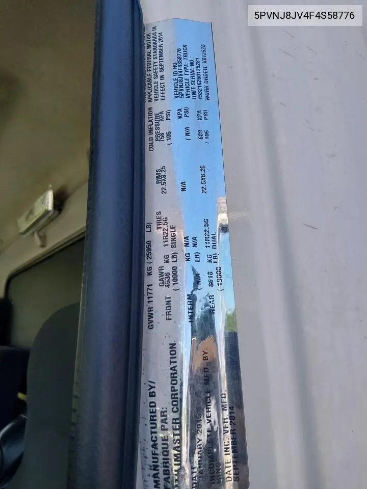 5PVNJ8JV4F4S58776 2015 Hino 258/268
