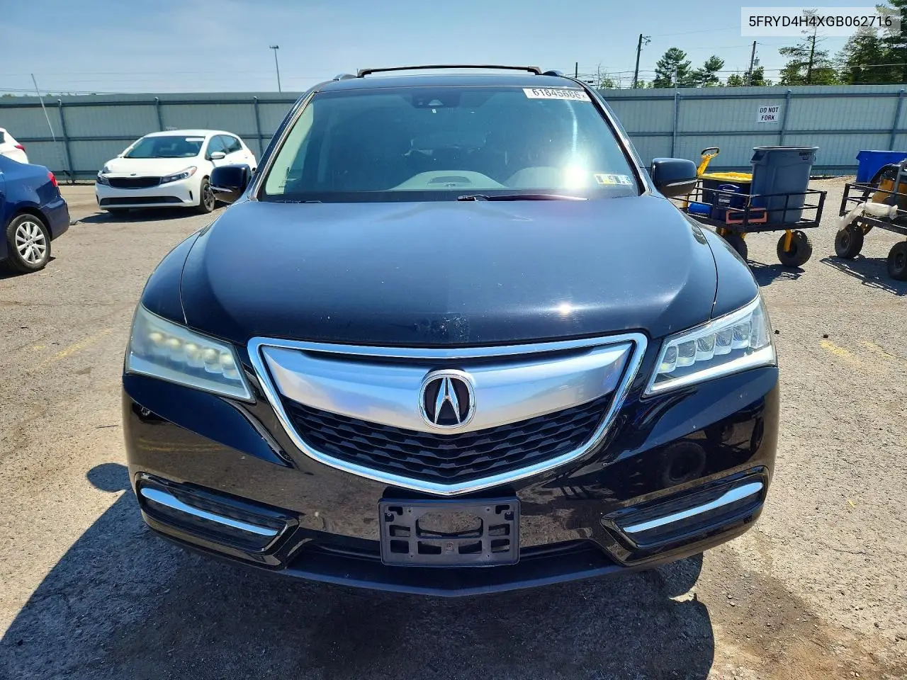 2016 Acur Mdx VIN: 5FRYD4H4XGB062716 Lot: 61845686