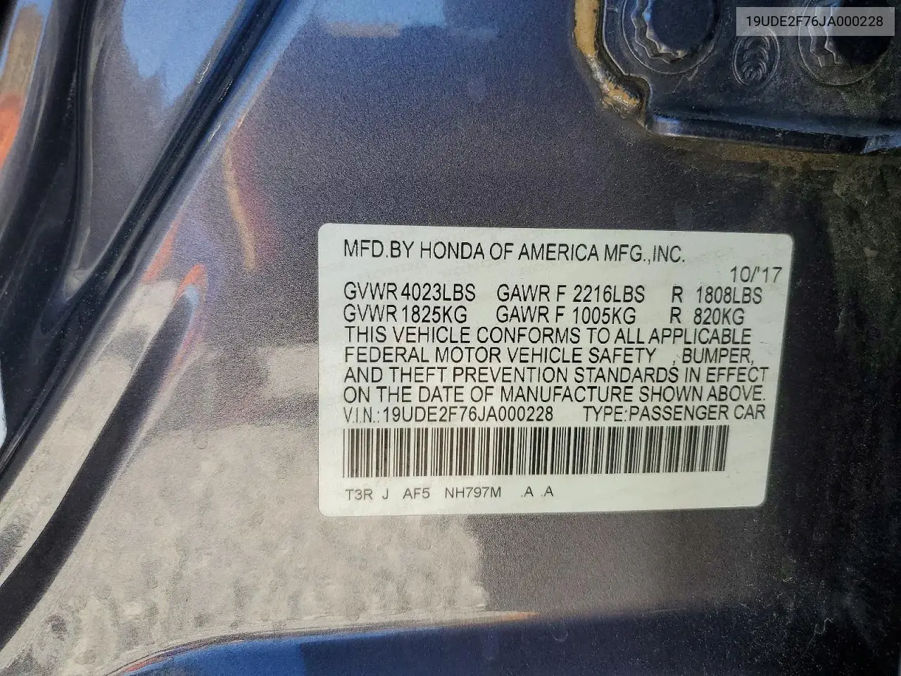 2018 Acur Ilx VIN: 19UDE2F76JA000228 Lot: 60600266