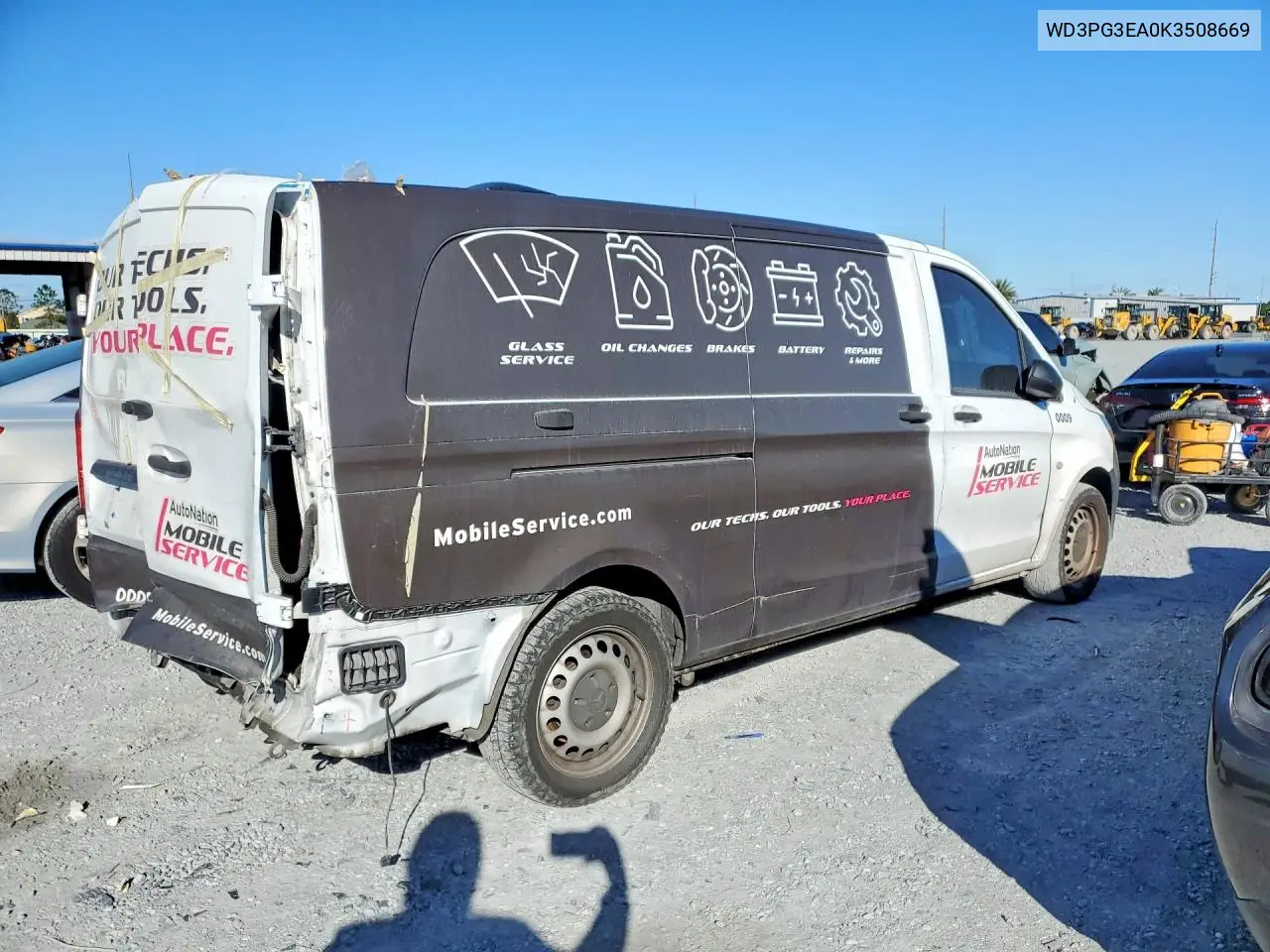 2019 Mercedes Benz Metris Delivery Van VIN: WD3PG3EA0K3508669 Lot: 99620165