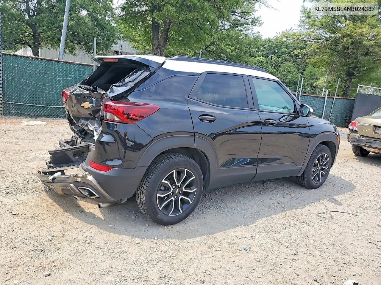 2022 Chev Trailblazer VIN: KL79MSSL4NB024387 Lot: 61431356