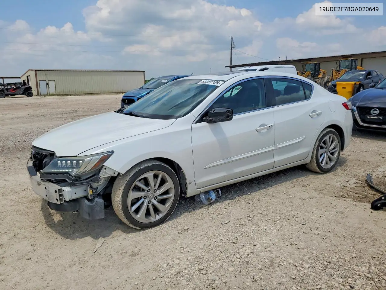2016 Acura Ilx Premium VIN: 19UDE2F78GA020649 Lot: 58381196