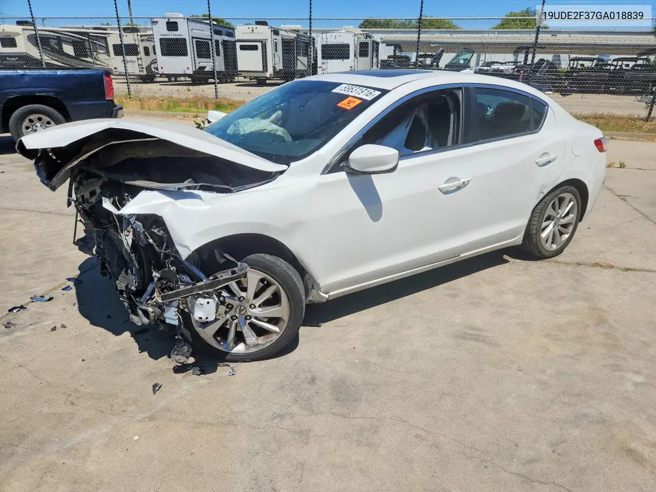 2016 Acura Ilx Base Watch Plus VIN: 19UDE2F37GA018839 Lot: 58631916