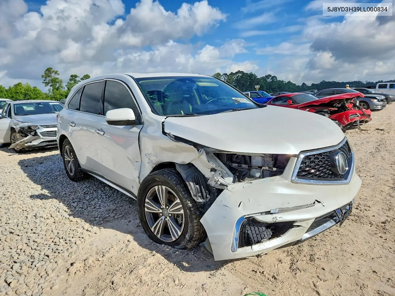 2020 Acura Mdx VIN: 5J8YD3H39LL000834 Lot: 56589756