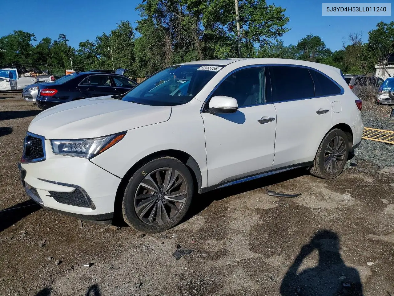 2020 Acura Mdx Technology VIN: 5J8YD4H53LL011240 Lot: 57165156