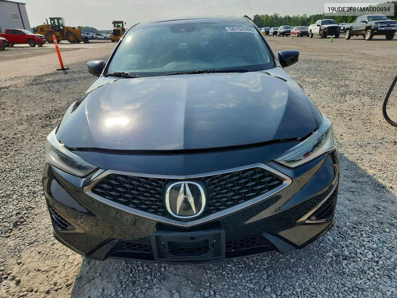 2021 Acura Ilx Premium A-Spec VIN: 19UDE2F86MA000694 Lot: 58194306