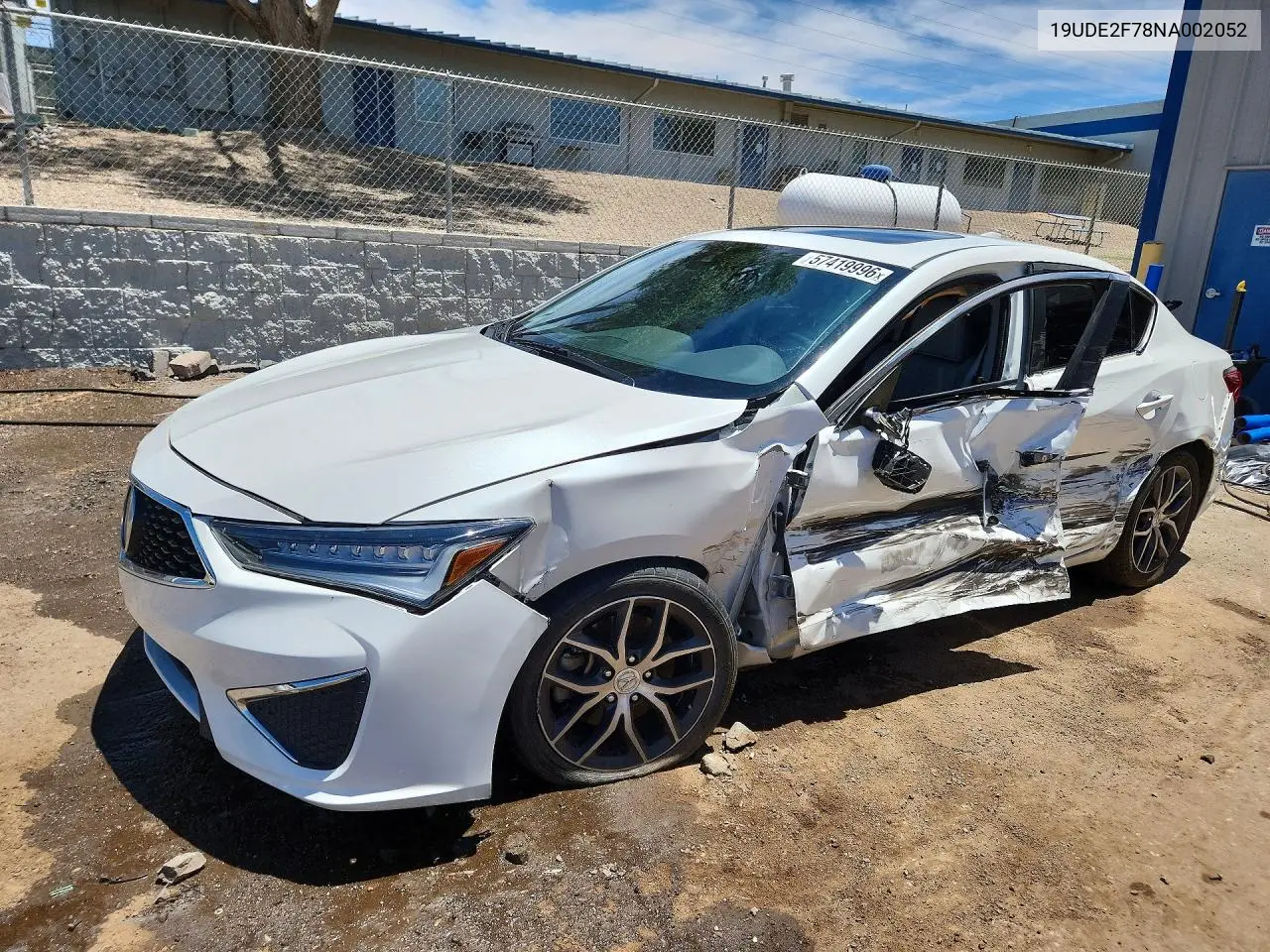2022 Acura Ilx Premium VIN: 19UDE2F78NA002052 Lot: 57419996