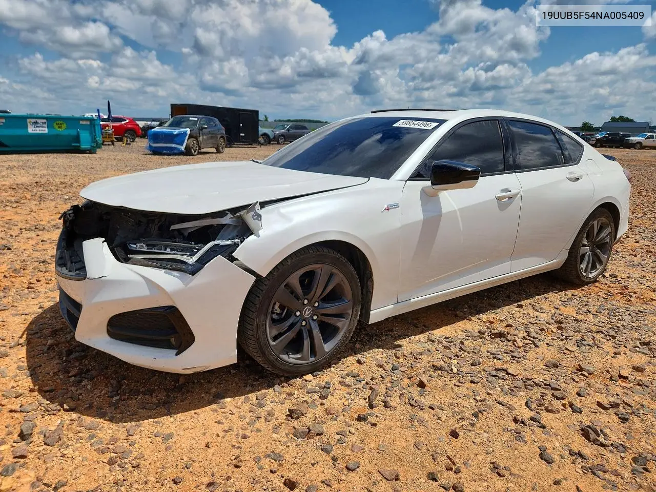 2022 Acura Tlx Tech A VIN: 19UUB5F54NA005409 Lot: 59854496