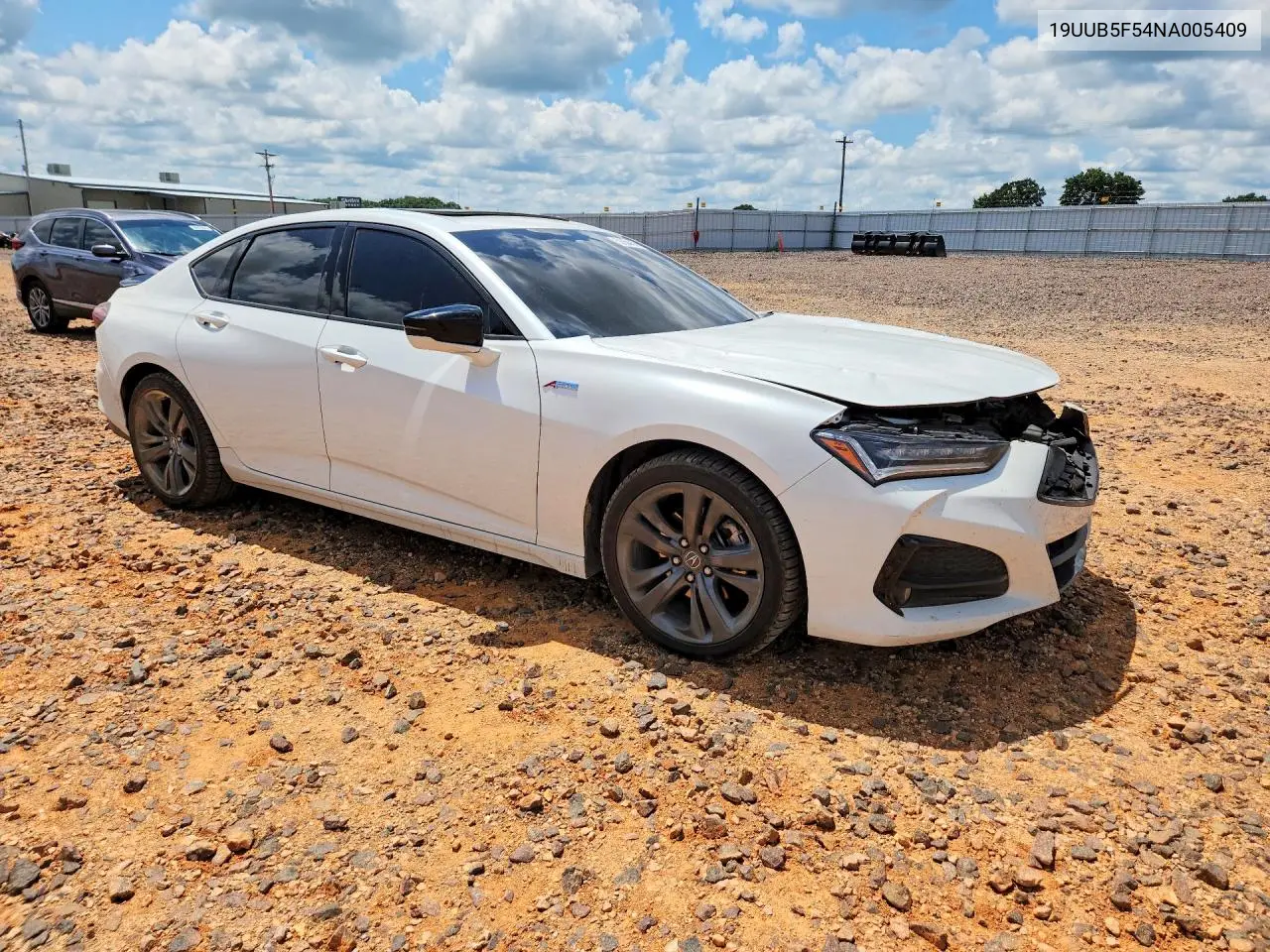 2022 Acura Tlx Tech A VIN: 19UUB5F54NA005409 Lot: 59854496