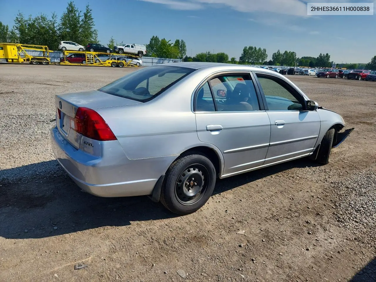 2001 Acura 1.7El Touring VIN: 2HHES36611H000838 Lot: 60123536
