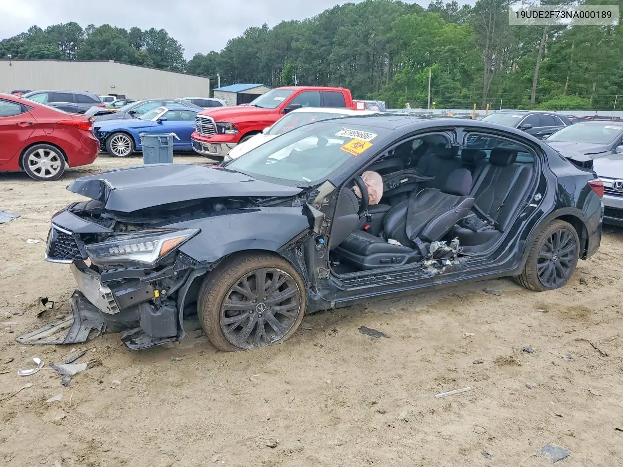 2022 Acura Ilx Premium VIN: 19UDE2F73NA000189 Lot: 57995606