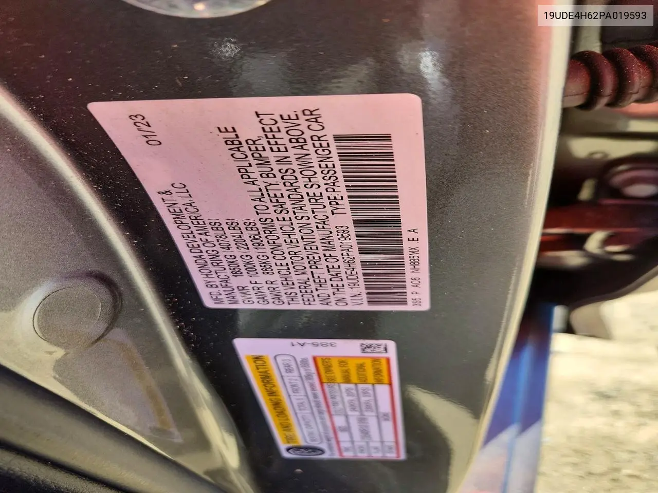 2023 Acura Integra A-Spec Tech VIN: 19UDE4H62PA019593 Lot: 55743556