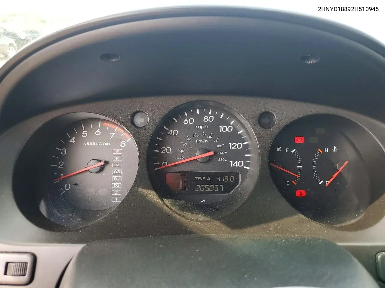 2002 Acura Mdx Touring VIN: 2HNYD18892H510945 Lot: 60212586