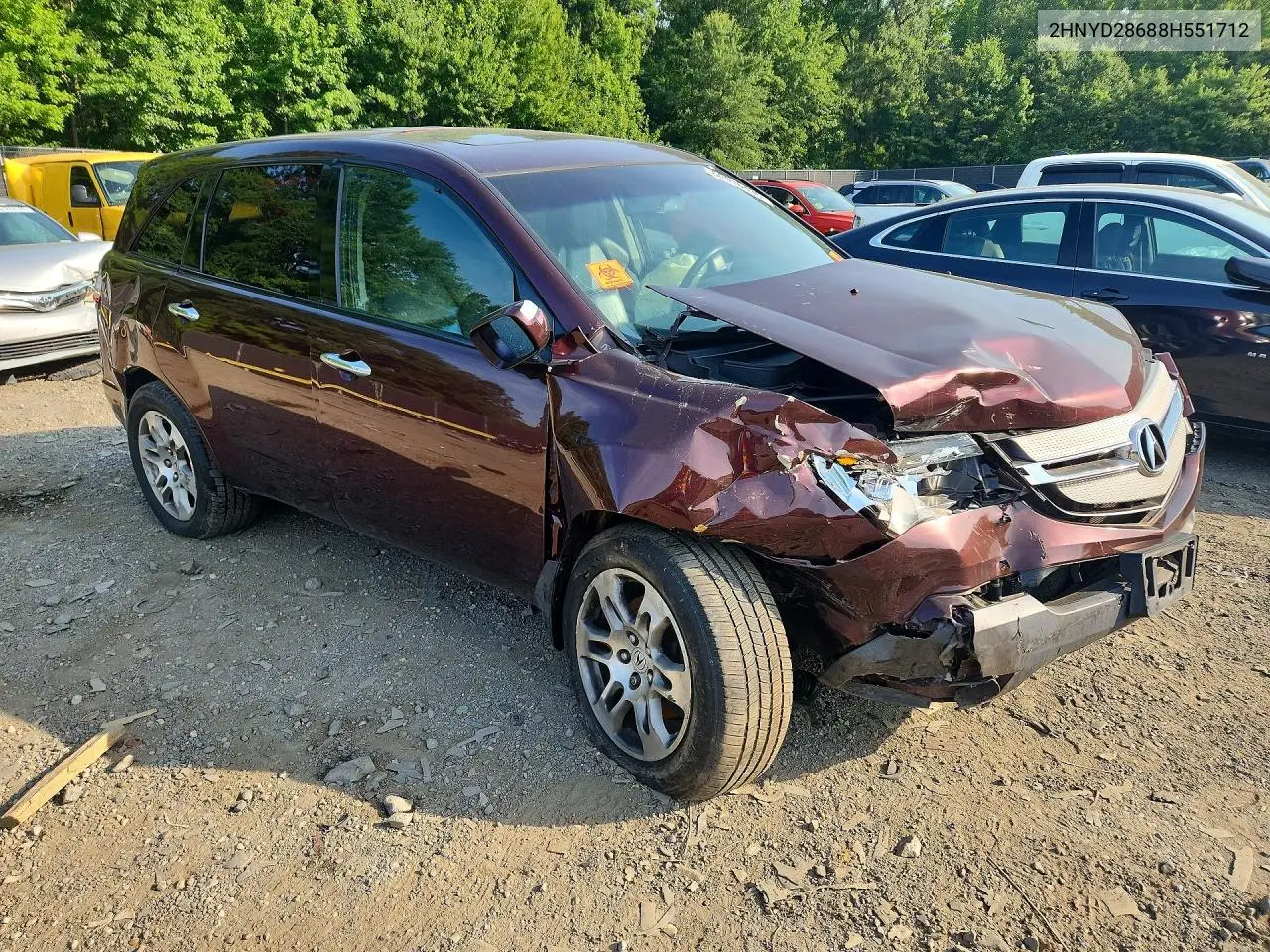 2008 Acura Mdx Technology VIN: 2HNYD28688H551712 Lot: 60816436