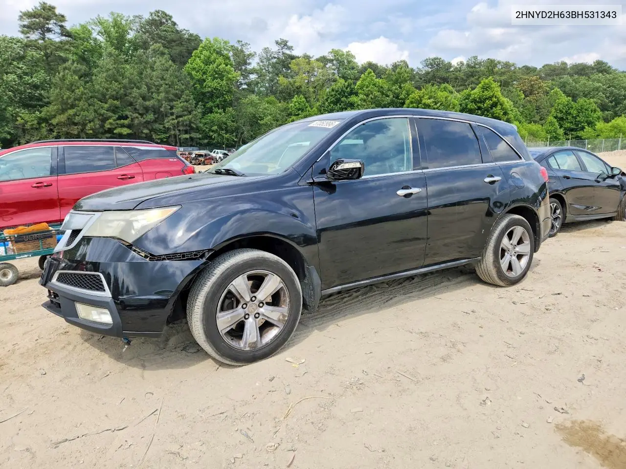 2011 Acura Mdx Technology VIN: 2HNYD2H63BH531343 Lot: 57052996