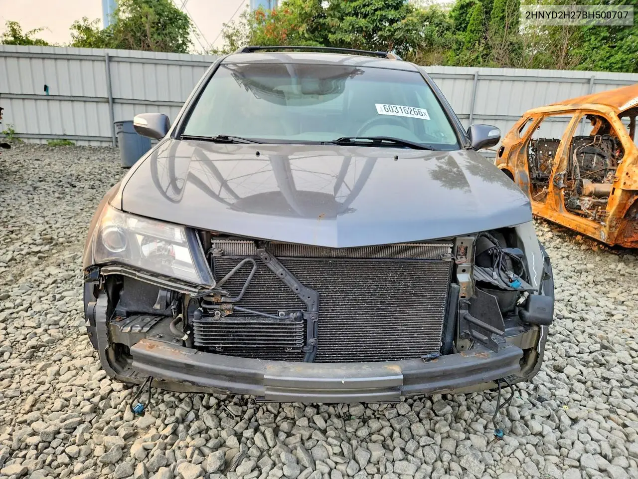 2011 Acura Mdx VIN: 2HNYD2H27BH500707 Lot: 60316266