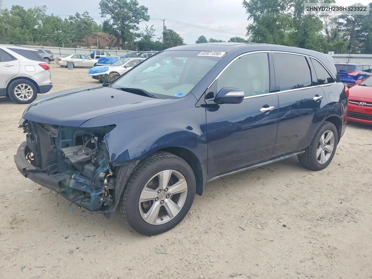 2011 Acura Mdx VIN: 2HNYD2H23BH523322 Lot: 60921556