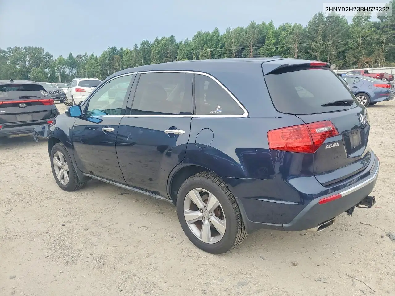 2011 Acura Mdx VIN: 2HNYD2H23BH523322 Lot: 60921556