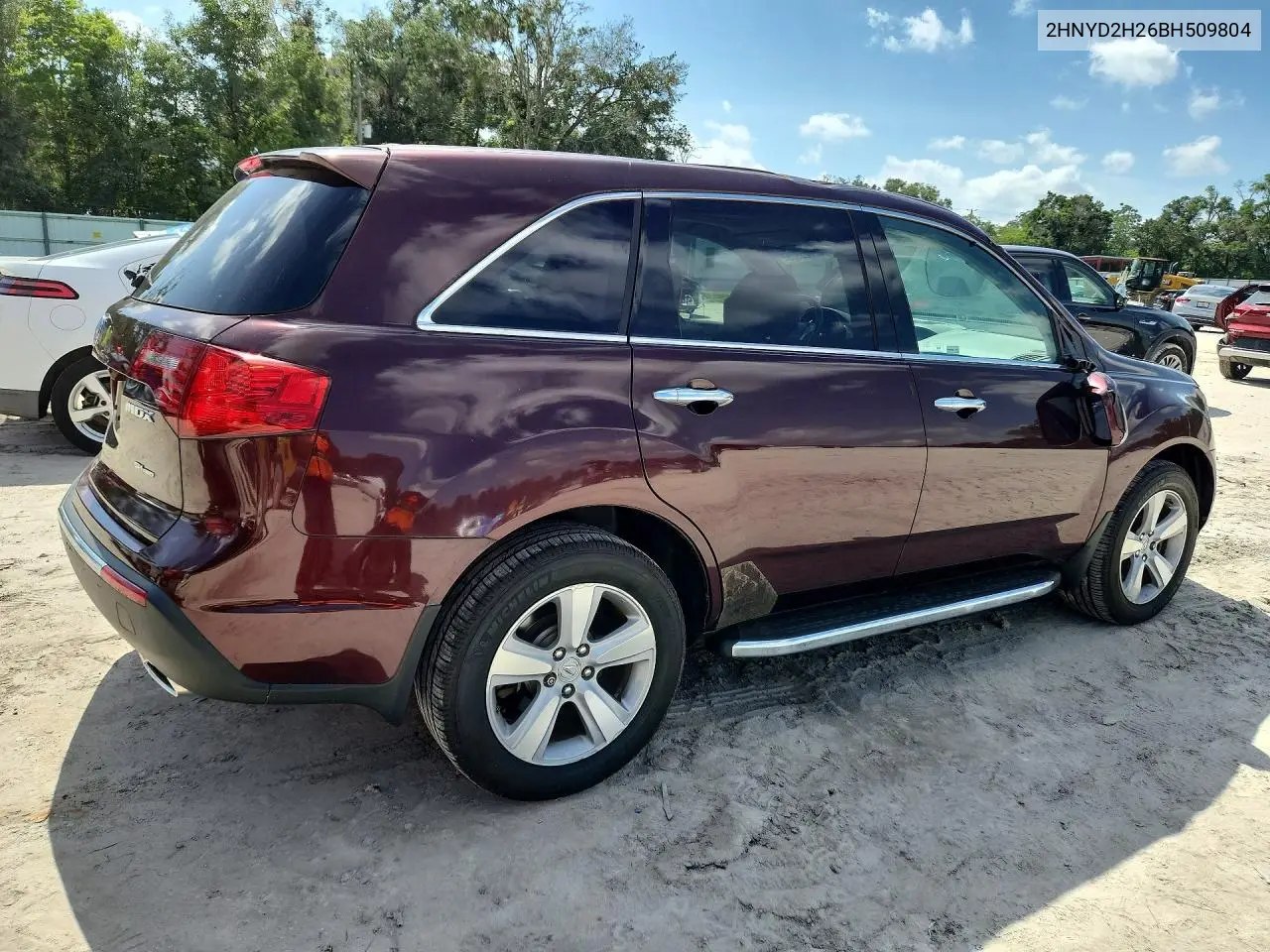 2011 Acura Mdx VIN: 2HNYD2H26BH509804 Lot: 62025986