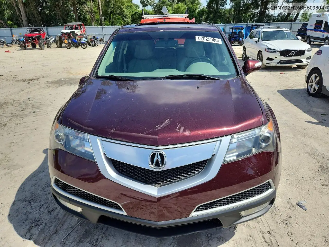 2011 Acura Mdx VIN: 2HNYD2H26BH509804 Lot: 62025986