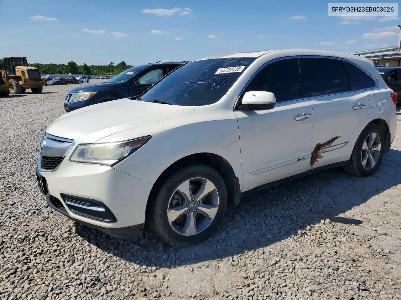 2014 Acura Mdx VIN: 5FRYD3H23EB003626 Lot: 55737616
