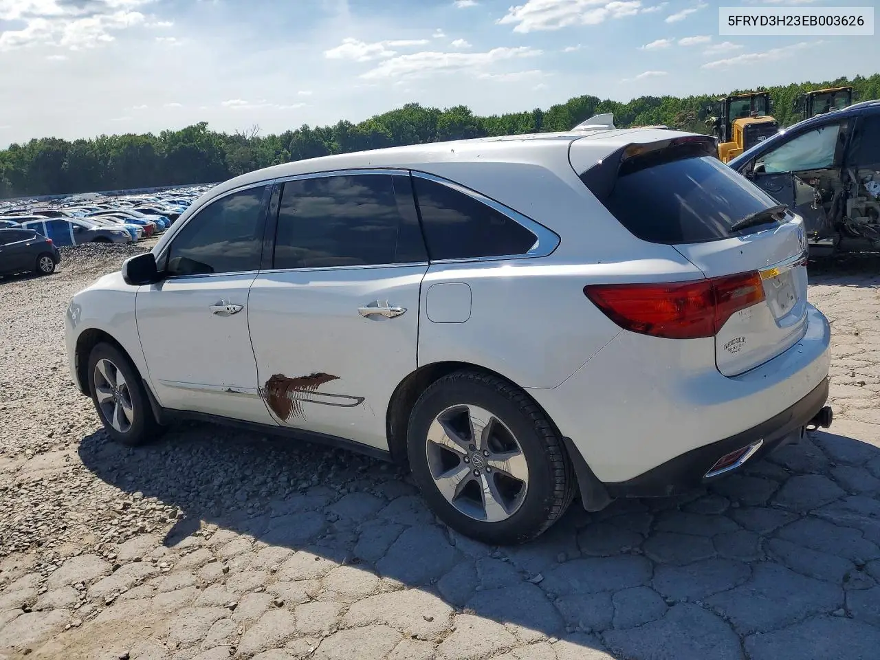 2014 Acura Mdx VIN: 5FRYD3H23EB003626 Lot: 55737616