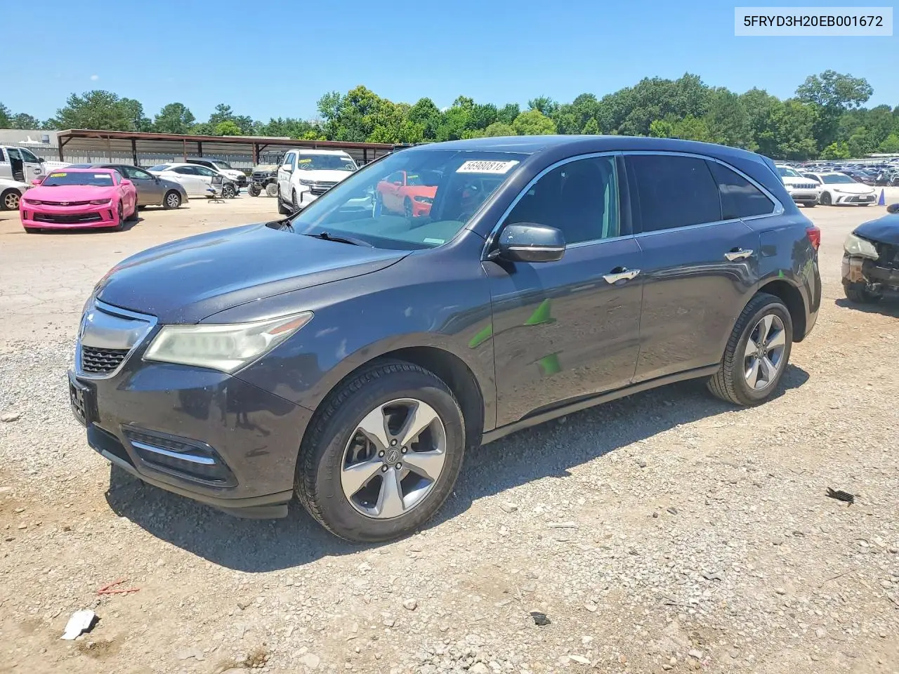 2014 Acura Mdx VIN: 5FRYD3H20EB001672 Lot: 56980816
