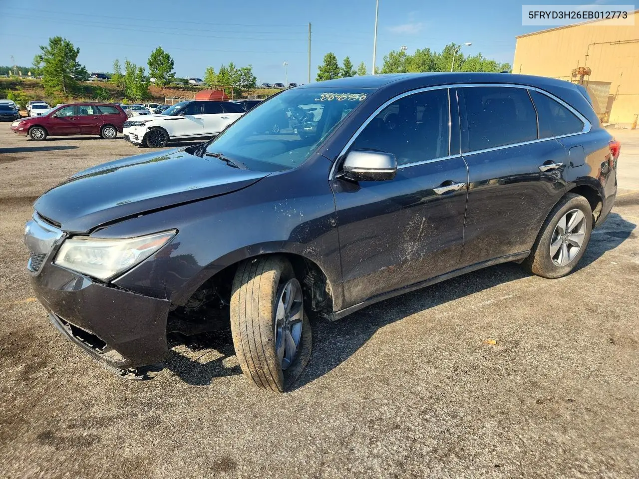 2014 Acura Mdx VIN: 5FRYD3H26EB012773 Lot: 58646956