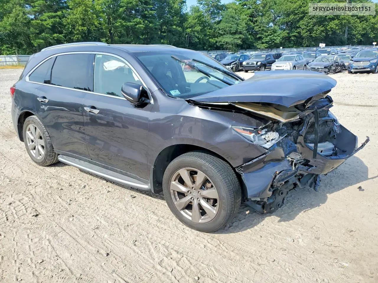 2014 Acura Mdx Advance VIN: 5FRYD4H89EB031151 Lot: 61370696