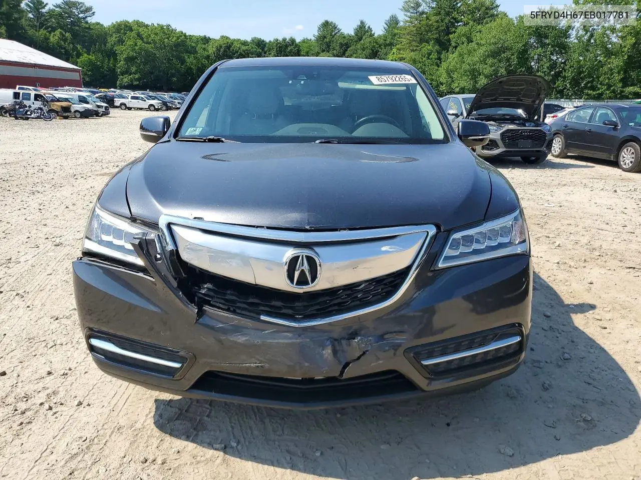 2014 Acura Mdx Technology VIN: 5FRYD4H67EB017781 Lot: 85792265