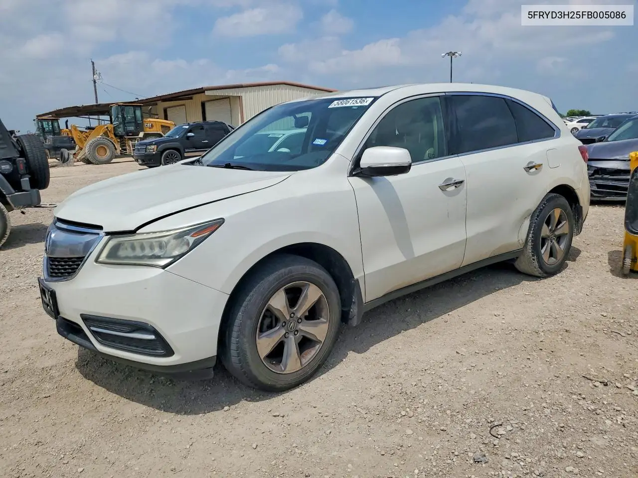 2015 Acura Mdx VIN: 5FRYD3H25FB005086 Lot: 58061536