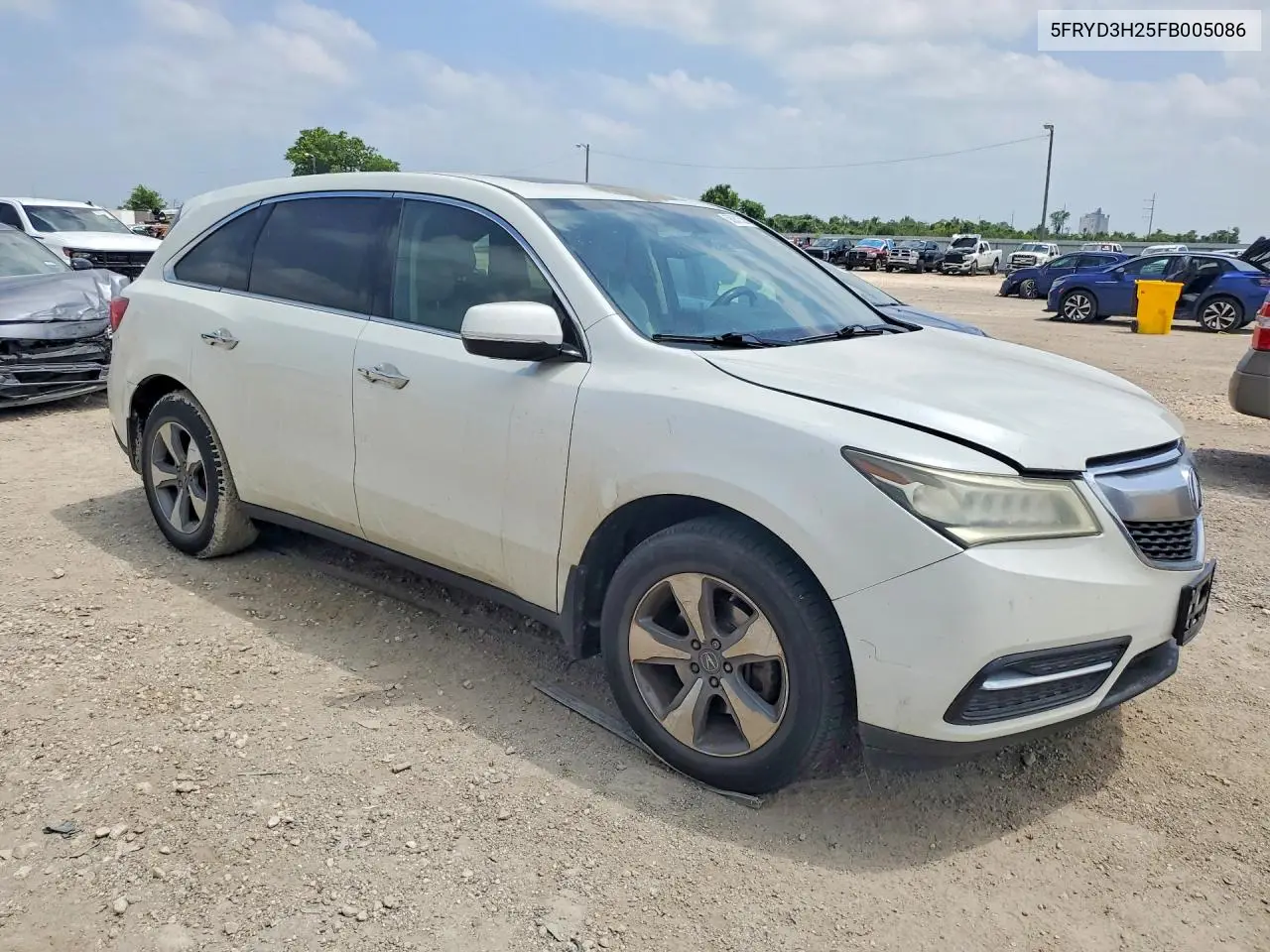 2015 Acura Mdx VIN: 5FRYD3H25FB005086 Lot: 58061536
