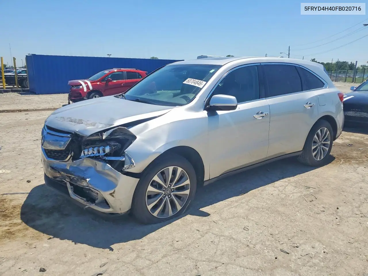 2015 Acura Mdx Technology VIN: 5FRYD4H40FB020716 Lot: 60704846