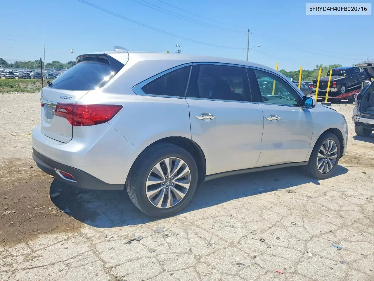 2015 Acura Mdx Technology VIN: 5FRYD4H40FB020716 Lot: 60704846