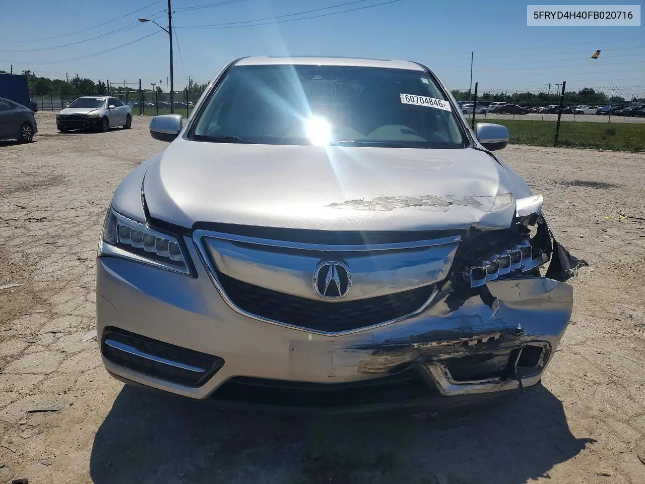 2015 Acura Mdx Technology VIN: 5FRYD4H40FB020716 Lot: 60704846