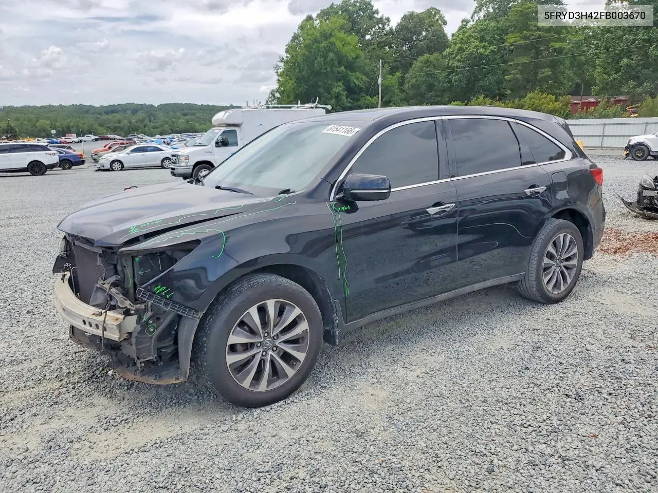 2015 Acura Mdx Technology VIN: 5FRYD3H42FB003670 Lot: 61541166