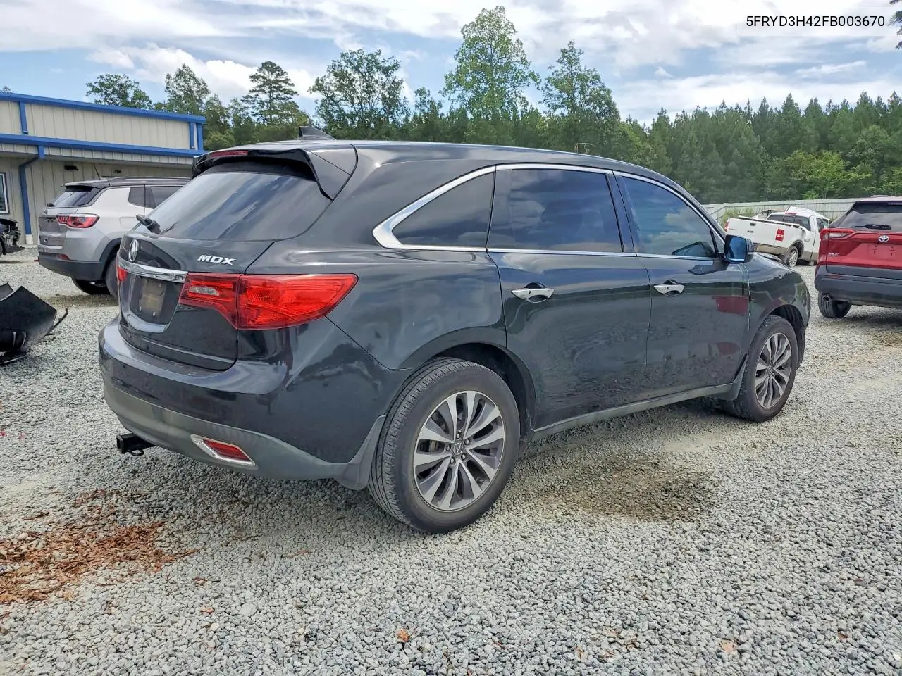 2015 Acura Mdx Technology VIN: 5FRYD3H42FB003670 Lot: 61541166