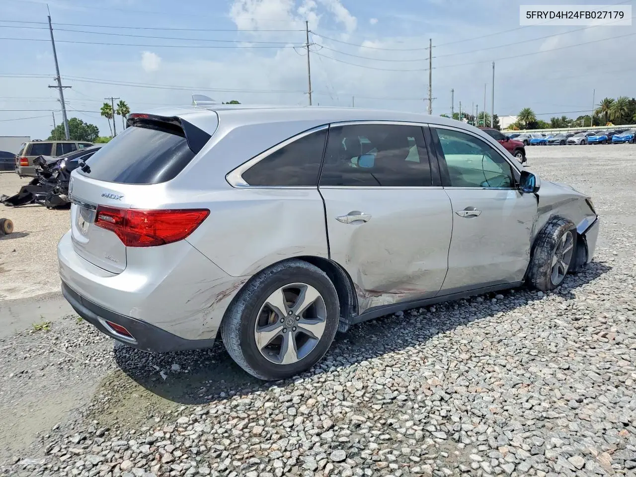 2015 Acura Mdx VIN: 5FRYD4H24FB027179 Lot: 61793296
